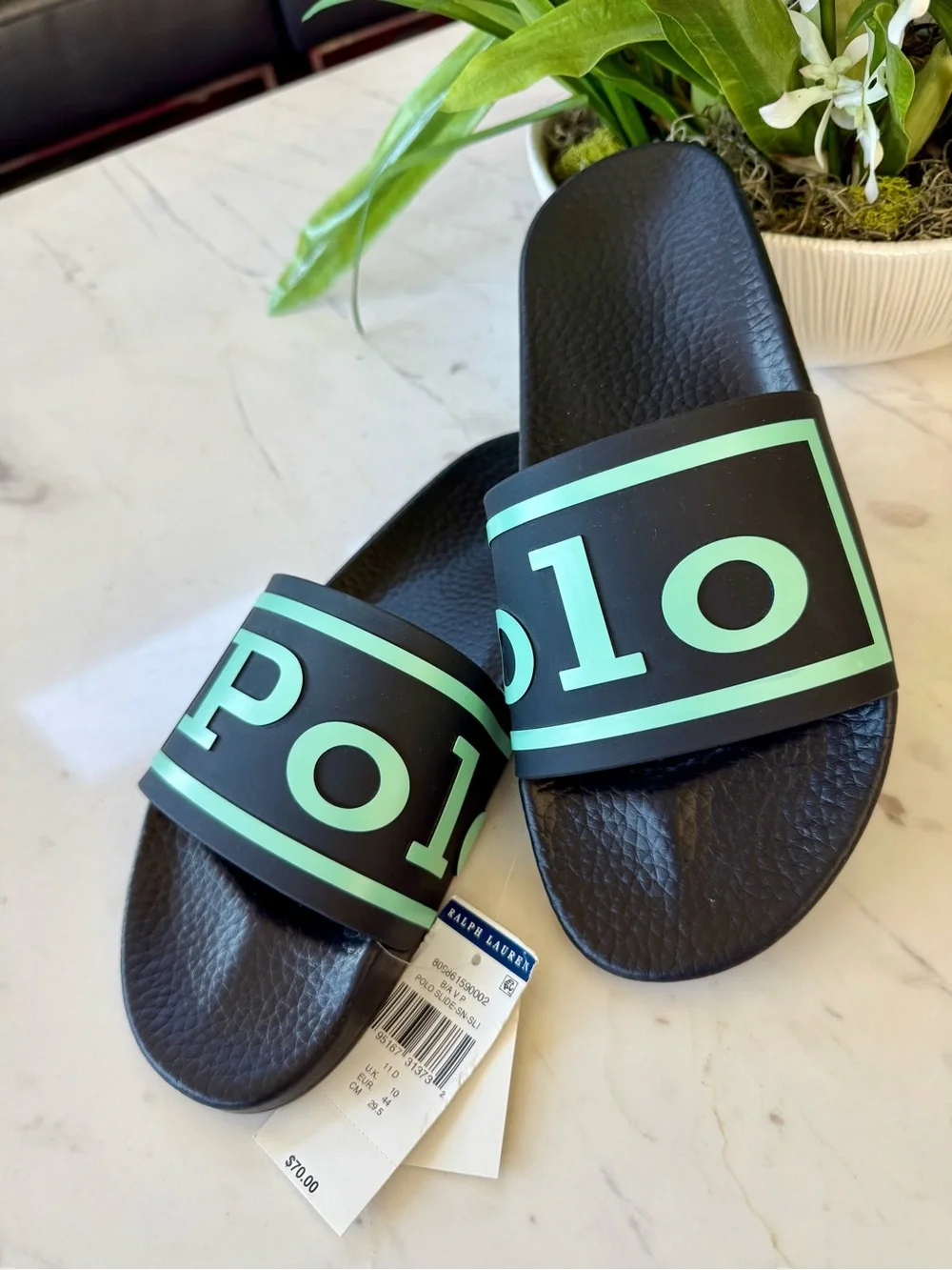 New POLO Logo Slide Men’s 11 Black/Mint